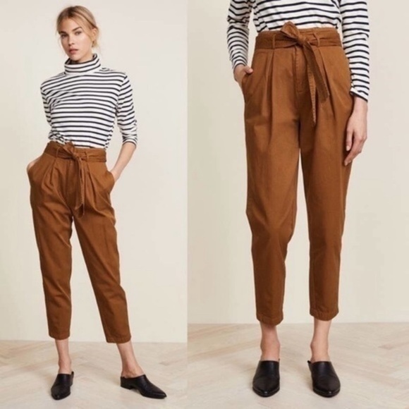 ✅ Free People Pants Hi-Waisted Pegged 90’s in Maize Brown - Picture 1 of 11